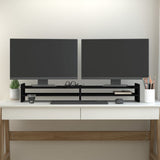 VidaXL Monitorstandaard 100x27x15 cm massief grenenhout zwart - afbeelding 3