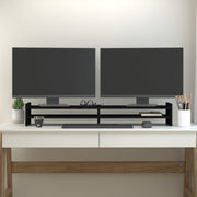 VidaXL Monitorstandaard 100x27x15 cm massief grenenhout zwart - afbeelding 3