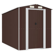 VidaXL Tuinschuur 192x357x223 cm gegalvaniseerd staal donkerbruin - afbeelding 2