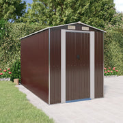 VidaXL Tuinschuur 192x357x223 cm gegalvaniseerd staal donkerbruin - afbeelding 1