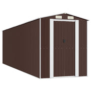 VidaXL Tuinschuur 192x689x223 cm gegalvaniseerd staal donkerbruin - afbeelding 2