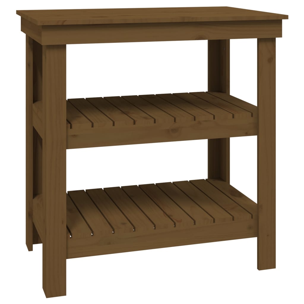 Vidaxl werkbank 78,5x50x80 cm massief grenenhout honingbruin