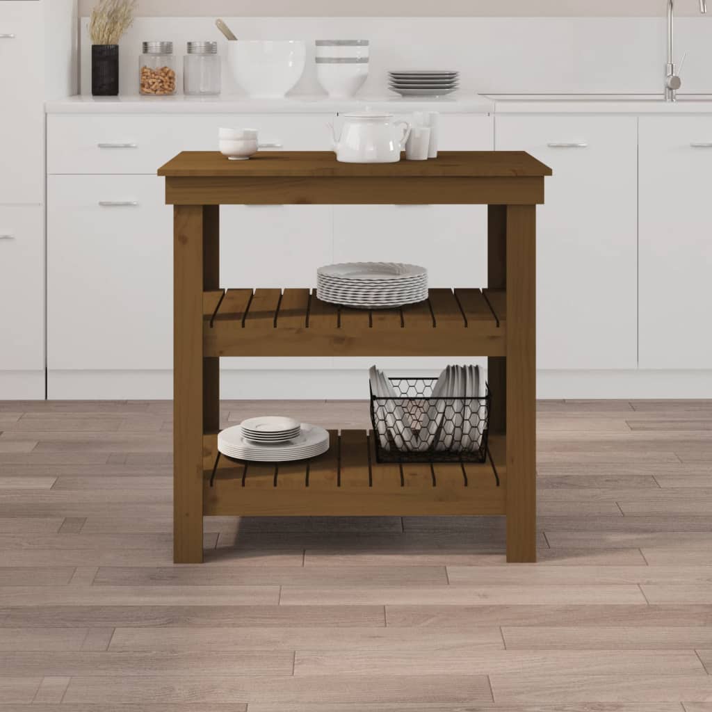 Vidaxl werkbank 78,5x50x80 cm massief grenenhout honingbruin