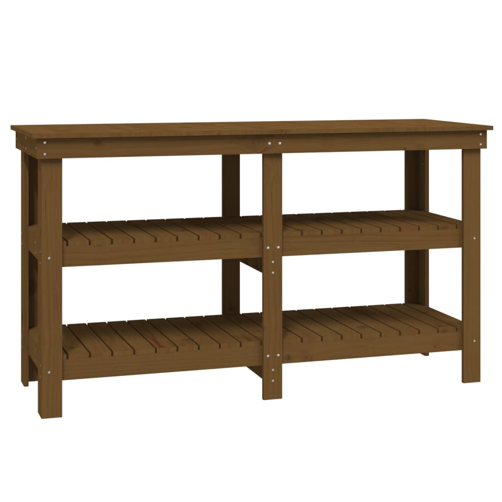 Vidaxl werkbank 142,5x50x80 cm massief grenenhout honingbruin