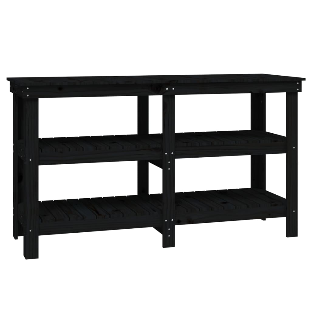Vidaxl werkbank 142,5x50x80 cm massief grenenhout zwart