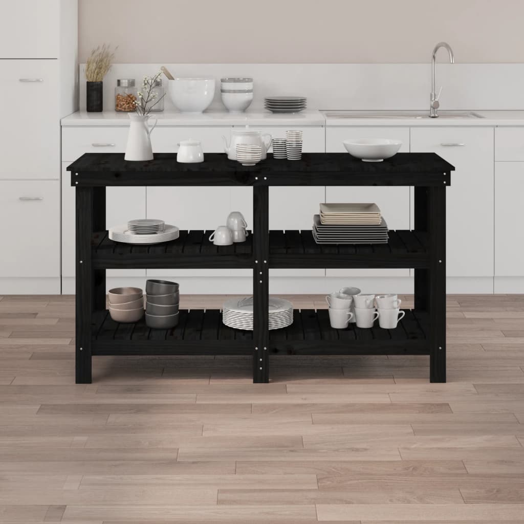 Vidaxl werkbank 142,5x50x80 cm massief grenenhout zwart