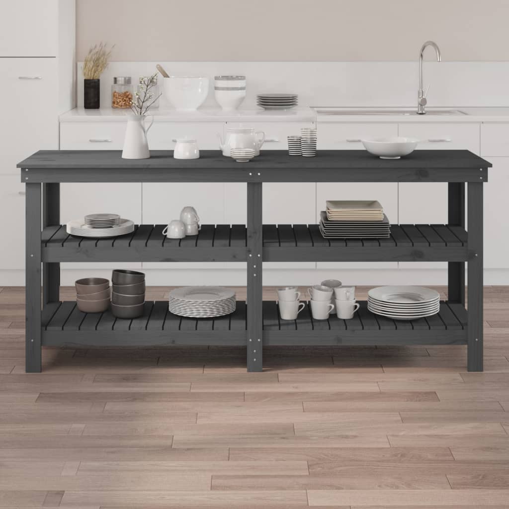 Vidaxl werkbank 181x50x80 cm massief grenenhout grijs