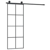 VidaXL Schuifdeur met beslag 76x205 cm ESG-glas en aluminium - afbeelding 2