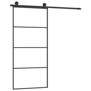 VidaXL Schuifdeur met beslag 90x205 cm ESG-glas en aluminium - afbeelding 2