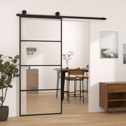 VidaXL Schuifdeur met beslag 90x205 cm ESG-glas en aluminium - afbeelding 1