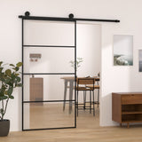 VidaXL Schuifdeur met beslag 102,5x205 cm ESG-glas en aluminium - afbeelding 1