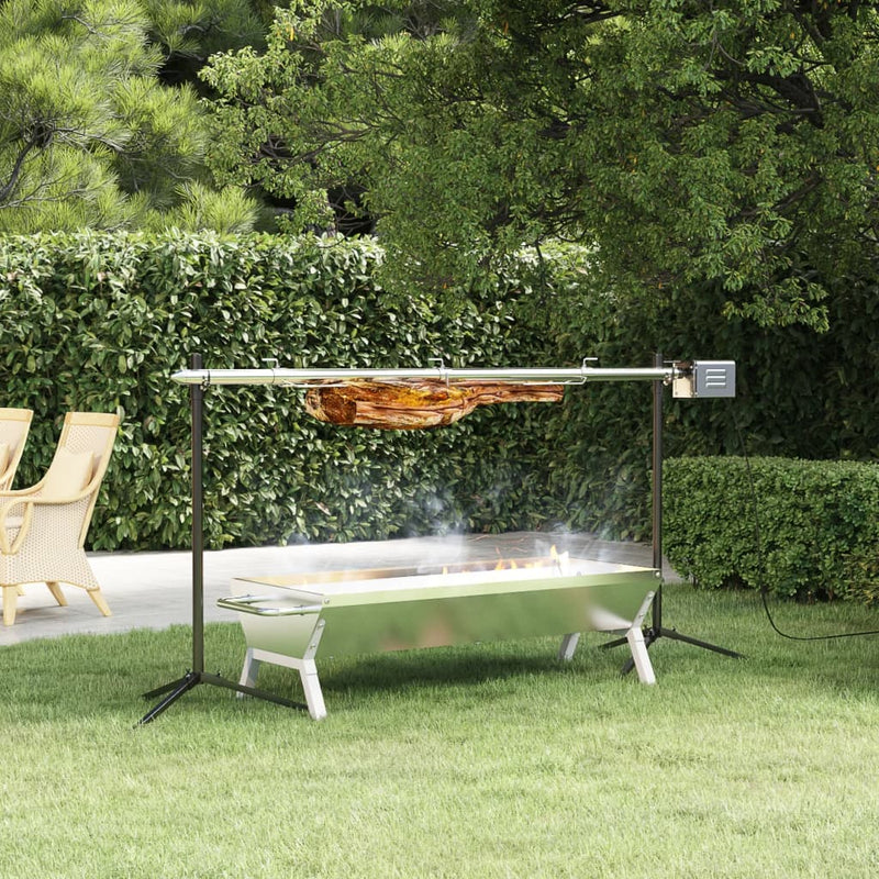 Vidaxl automatische barbecue met motor 150x46,5x82,5 cm roestvrijstaal