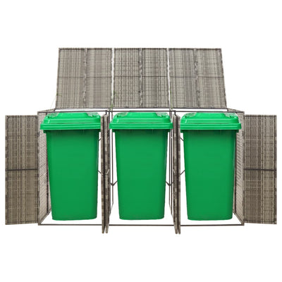 Vidaxl containerberging driedubbel 207x80x117 cm poly rattan grijs