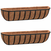 Vidaxl wandbakken 2 st met kokosvezel 61x19x16 cm staal zwart - afbeelding 2