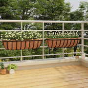 Vidaxl wandbakken 2 st met kokosvezel 61x19x16 cm staal zwart - afbeelding 1