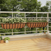 Vidaxl muurbakken 2 st met kokosvezel 91x20x23 cm staal zwart - afbeelding 1