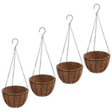 Vidaxl plantenbakken hangend 4 st met kokosbak staal ø 30x52 cm zwart - afbeelding 2