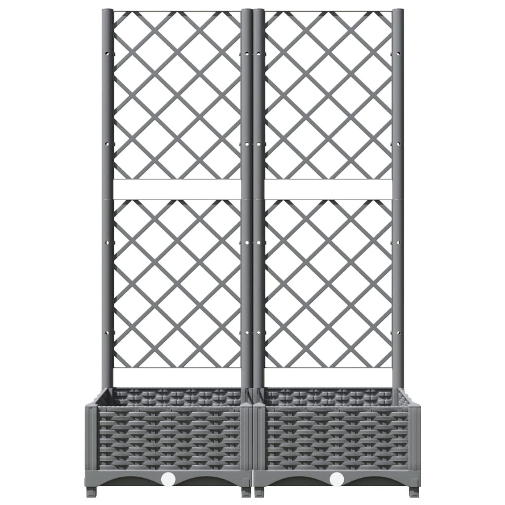 Vidaxl plantenbak met latwerk 80x40x121,5 cm polypropeen lichtgrijs