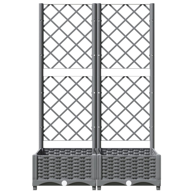 Vidaxl plantenbak met latwerk 80x40x121,5 cm polypropeen lichtgrijs