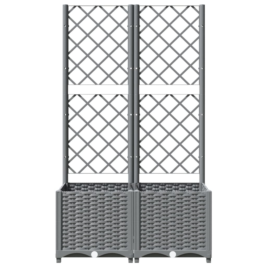 Vidaxl plantenbak met latwerk 80x40x136 cm polypropeen lichtgrijs