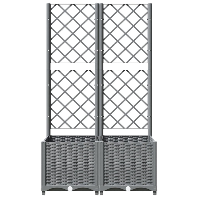 Vidaxl plantenbak met latwerk 80x40x136 cm polypropeen lichtgrijs