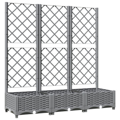 Vidaxl plantenbak met latwerk 120x40x121,5 cm polypropeen lichtgrijs