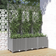 Vidaxl plantenbak met latwerk 120x40x136 cm polypropeen lichtgrijs - afbeelding 1