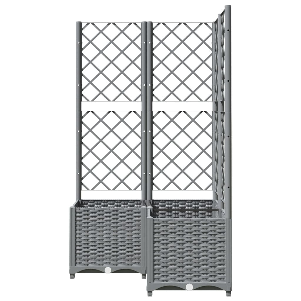 Vidaxl plantenbak met latwerk 80x80x136 cm polypropeen lichtgrijs