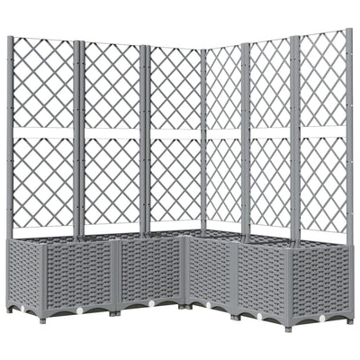 Vidaxl plantenbak met latwerk 120x120x136 cm polypropeen lichtgrijs