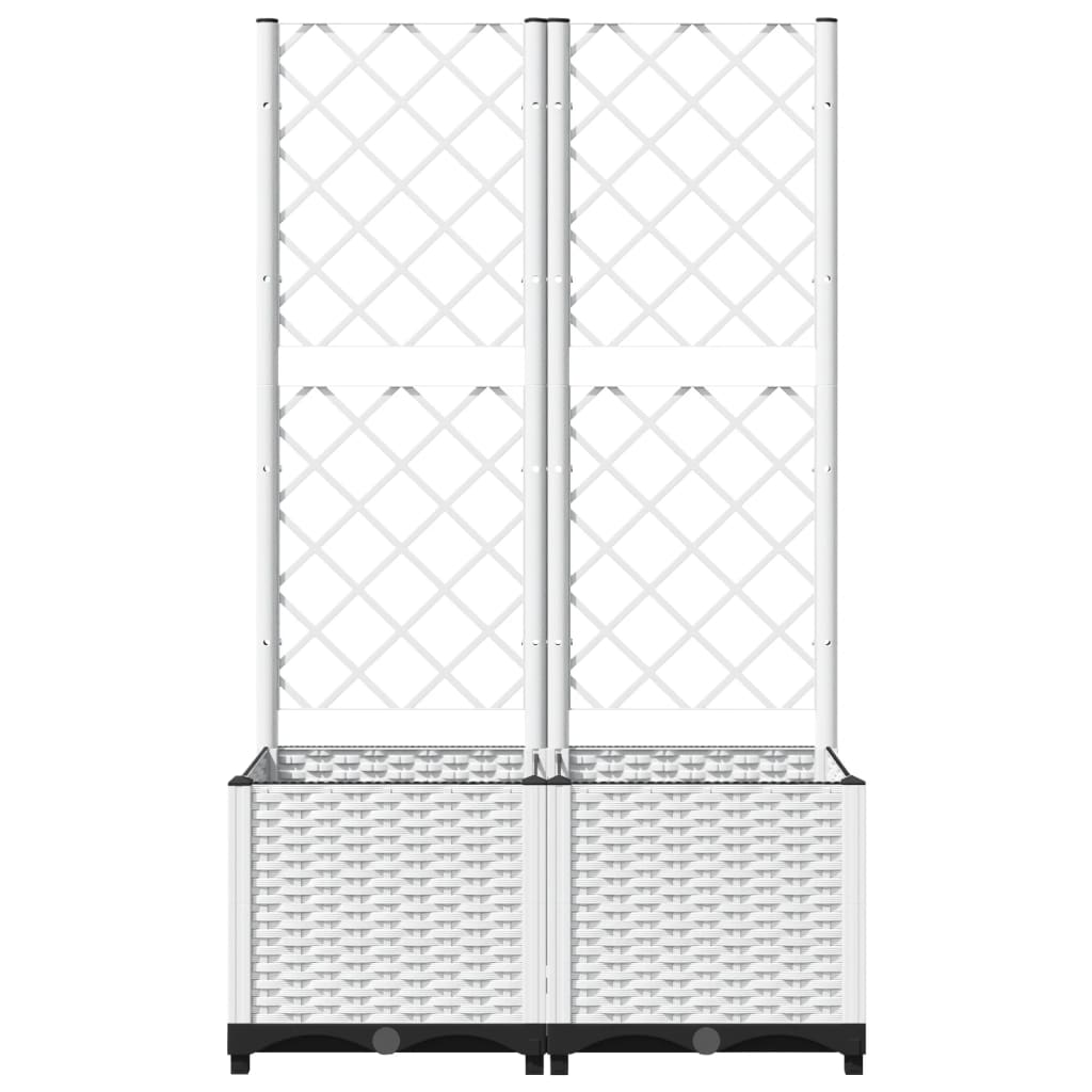 Vidaxl plantenbak met latwerk 80x40x136 cm polypropeen wit
