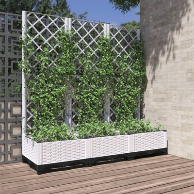 Vidaxl plantenbak met trellis wit 120x40x121,5 cm pp