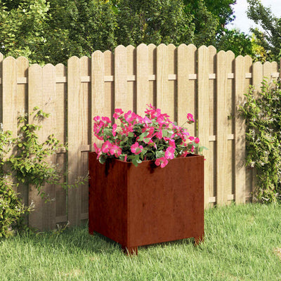 Vidaxl plantenbak met poten roestig 30x30x30 cm cortenstaal