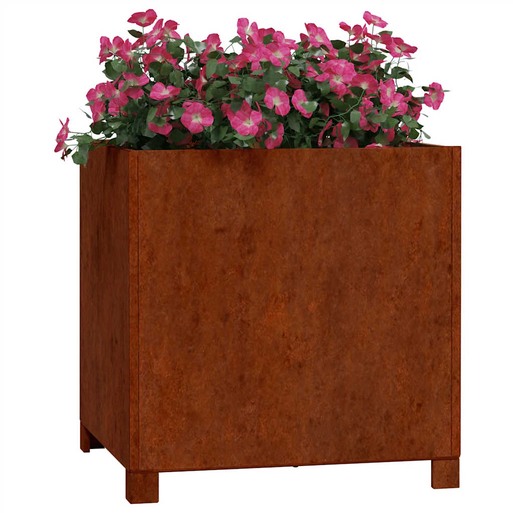 Vidaxl plantenbak met poten roestig 50x50x50 cm cortenstaal