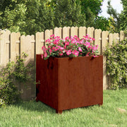 Vidaxl plantenbak met poten roestig 50x50x50 cm cortenstaal - afbeelding 1