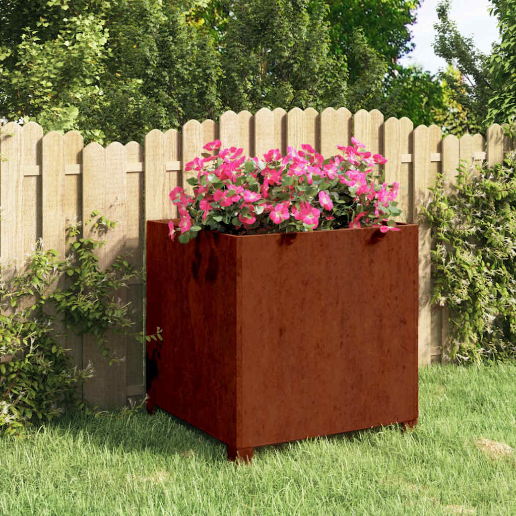 Vidaxl plantenbak met poten roestig 50x50x50 cm cortenstaal