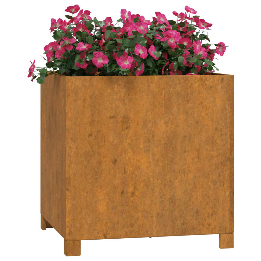 Vidaxl plantenbakken met poten 2 st roestig 50x50x50 cm cortenstaal