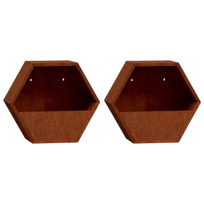 Vidaxl plantenbakken wandmontage 2 st 30x10x25 cm cortenstaal roestig