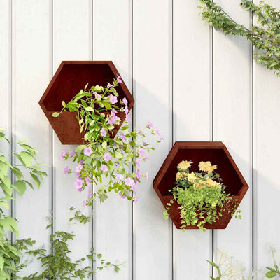 Vidaxl plantenbakken wandmontage 2 st 30x10x25 cm cortenstaal roestig