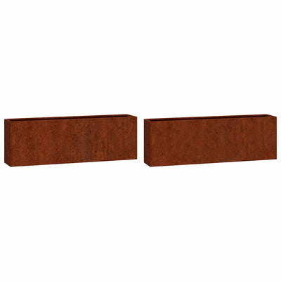 Vidaxl plantenbakken wandmontage 2 st 53x10x17 cm cortenstaal roestig