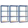 VidaXL Opbergrek 4-laags 3 st staal bewerkt hout blauw