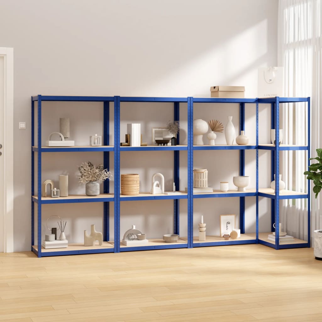 VidaXL Opbergrek 4-laags 4 st staal bewerkt hout blauw