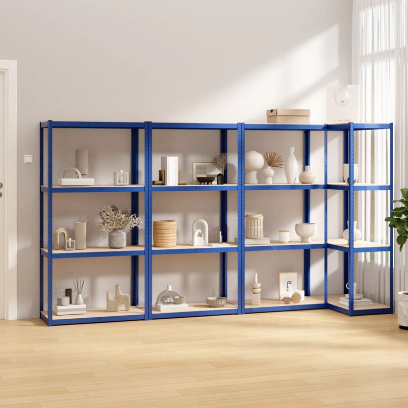 VidaXL Opbergrek 4-laags 4 st staal bewerkt hout blauw