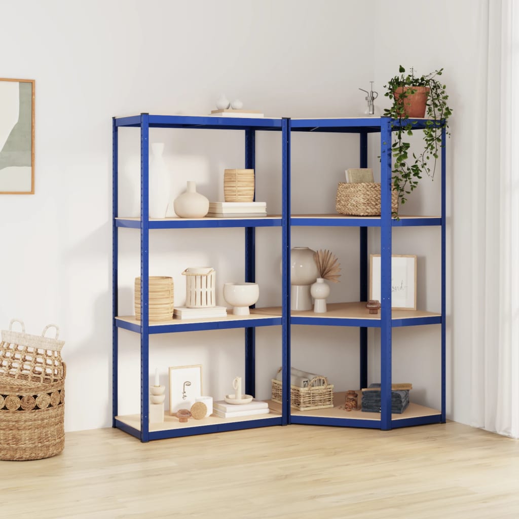 VidaXL Opbergrek 4-laags 2 st staal bewerkt hout blauw