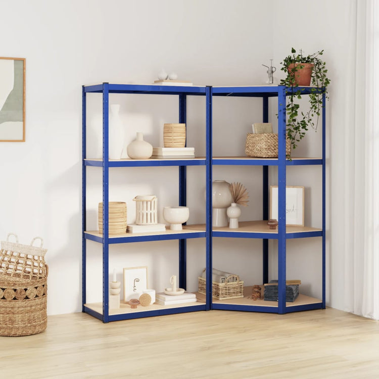 VidaXL Opbergrek 4-laags 2 st staal bewerkt hout blauw