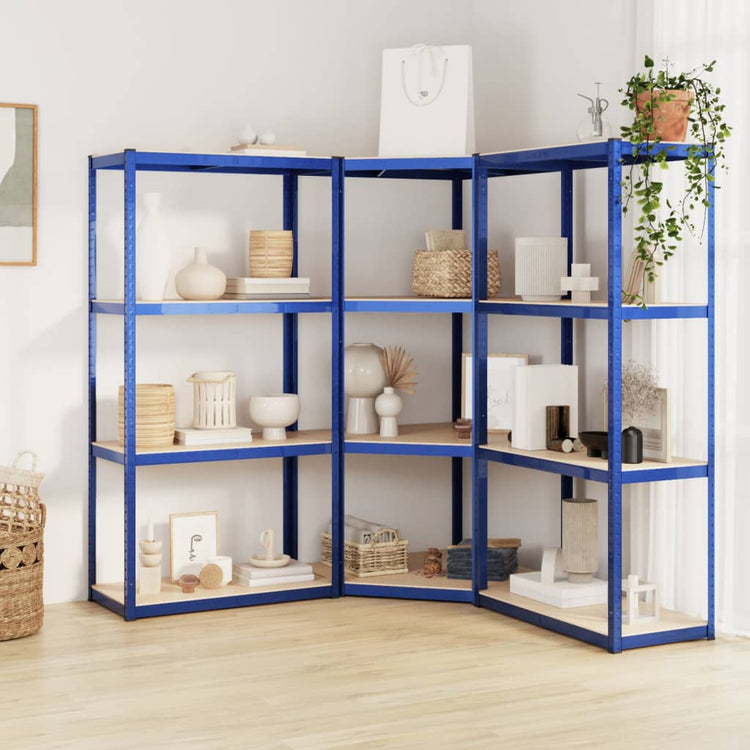 VidaXL Opbergrek 4-laags 3 st staal bewerkt hout blauw