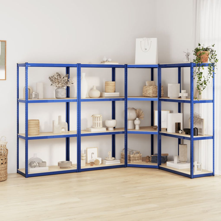 VidaXL Opbergrek 4-laags 4 st staal bewerkt hout blauw