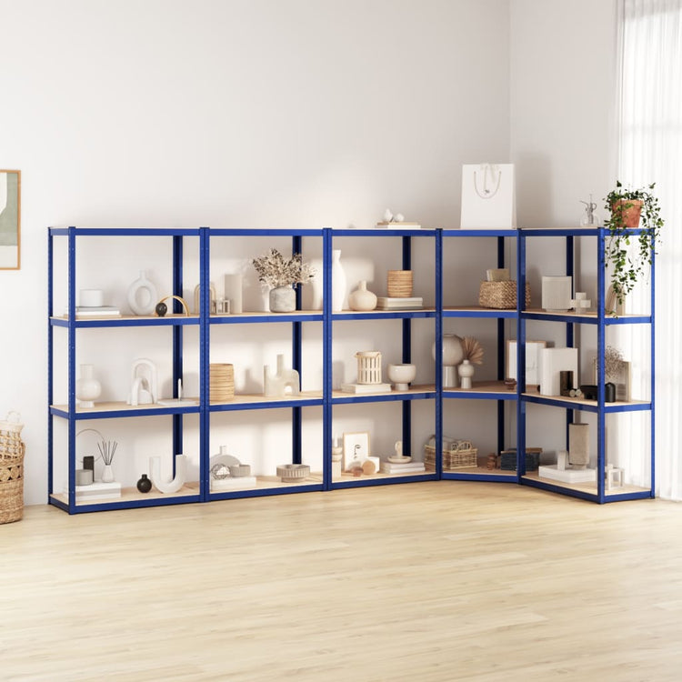 VidaXL Opbergrek 4-laags 5 st staal bewerkt hout blauw