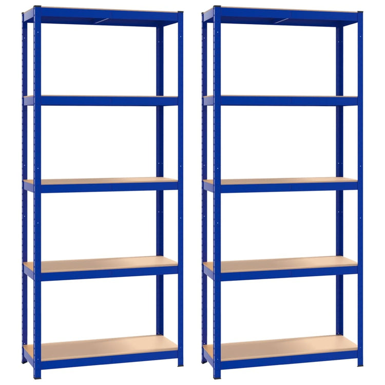 VidaXL Opbergrek 5-laags 2 st staal bewerkt hout blauw