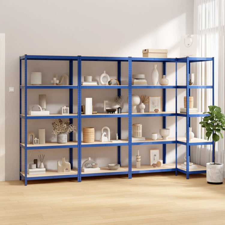 VidaXL Opbergrek 5-laags 4 st staal bewerkt hout blauw