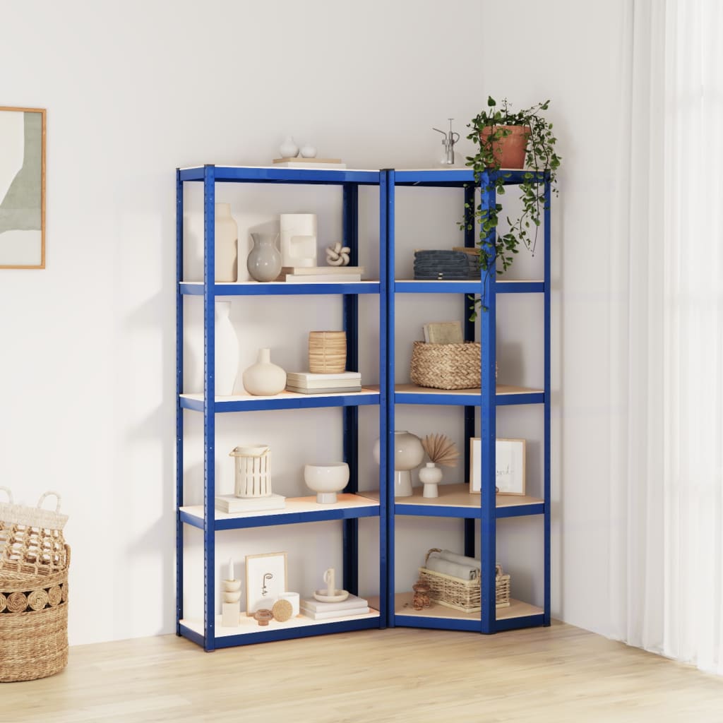 VidaXL Opbergrek 5-laags 2 st staal bewerkt hout blauw